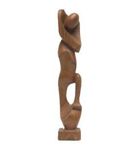lot 109 image: Hand Carved Signed Modernist Wood Figural Sculpture by Artist Luis Potosi