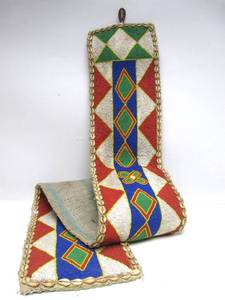 lot 110 image: Excellent Old Large Yoruba Beaded Sash or Large Belt wCowries #1