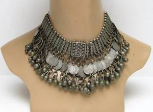 lot 114 image: Antique Dowry Necklace Full of Antique Menelik II Ethiopian Silver Coins