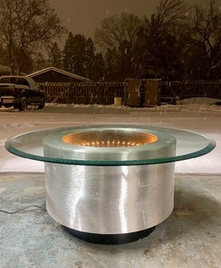 lot 5 image: Awesome Original Hand Signed INFINITY Woodworks Round Lighted Coffee Table