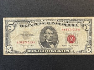 1963 Red Seal $5 Dollar Bill