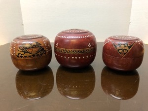 Lot of 3 Oriental Inlayed Canisters  Jars