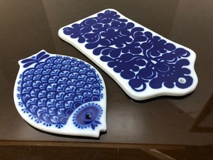 2 PORSGRUND Norway Platters - One w Glaze Crazing