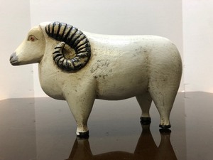 Vintage Folk Art Wood Ram