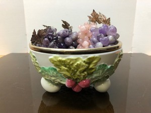 EXCEPTIONAL Bowl of Natural Amethyst  Quartz Grapes in Bowl