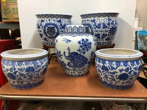 WONDERFUL Lot of LARGE Blue and White Porcelain (some with stands)