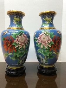 Pair of Vintage Cloisonne Vases