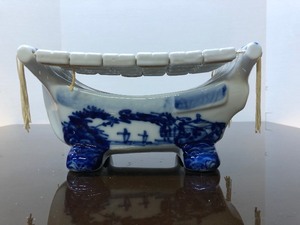 Vintage Blue and White Porcelain Headrest