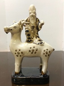 Antique Chinese Porcelain Figure w Unusual Wax Stamp Signed