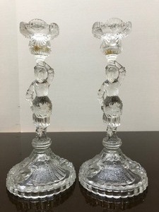 Vintage Glass Figural Candlesticks