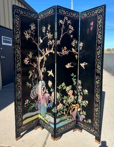 Mid Century 4 Panel Chinese Room Divider  Dressing Screen