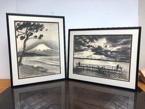 MOODY Oriental-Style Charcoal Drawings Signed J Leonard