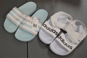 lot 35 image: Lot of 2 Adidas Slides and Sandals - Sizes 9