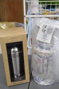 lot 36 image: Stainless Steel Drink Shaker and Decorative Floral Vase