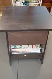 lot 64 image: Black Wooden End Table with Storage, Crayons and Coloring Books