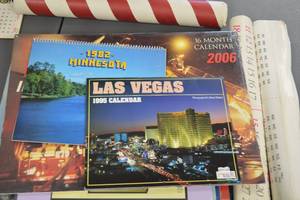 lot 75 image: Lot of 14 Vintage Calendars - Fire Trucks, Hot Rods, Mustangs, and More