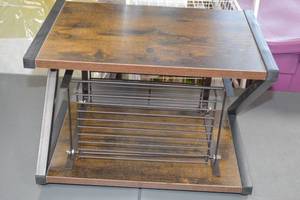 lot 100 image: Wooden and Metal Desktop Organizer Shelf