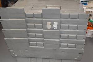 lot 127 image: Lot of 5 Gray Industrial Storage Totes with Lids