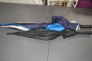 lot 148 image: Lot of 2 Long Handle Umbrellas - Blue and Black