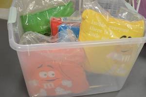 lot 161 image: Set of 5 M&M Character Plush Pillows in Storage Box