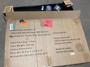 Husky 2-Pack Steel Shelf Set in Black (36 in. W x 21 in. D) for Ready-to-Assemble 36 in. Garage Gear Cabinet Damaged on Corners Customer Returns See Pictures