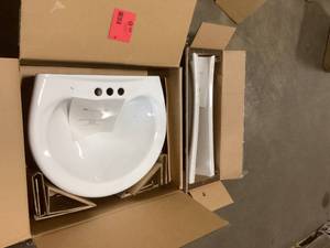 Pedestal Sink Basin in White and Pedestal Leg  Customer Returns See Pictures