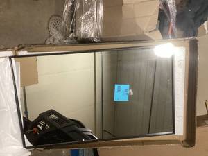 Timeless Home 24 in. W x 40 in. H x Contemporary Metal Framed Rectangle Black Mirror   Customer Returns See Pictures