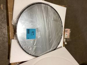 Seafuloy Round Wall Mirror Metal Frame Circle Mirror for Bedroom, Bathroom, Entryway Wall Decor 24 in. W x 24 in. H Black   Customer Returns See Pictures