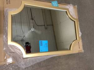 Hogan 30.00 in. H x 20.00 in. W Modern Scalloped Irregular Gold Framed Accent Wall Mirror by Kate and Laurel  Customer Returns See Pictures