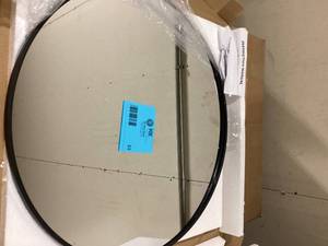 XRAMFY 24 in. W x 24 in. H Round Aluminum Alloy Framed Black Wall Mirror Customer Returns See Pictures