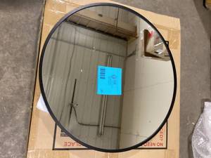 WallBeyond 24 in. Round Modern Mirror with Aluminum Frame in Black Color Customer Returns See Pictures