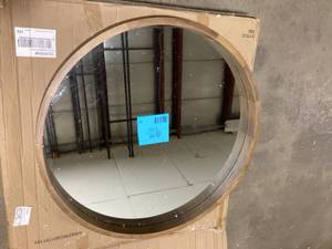 Hutton 30 in. Round Mirror Ntl Rustic   Customer Returns See Pictures