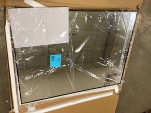 XRAMFY 30 in. W x 39.5 in. H Modern Rectangular Aluminum Framed Black Wall Mirror  Customer Returns See Pictures