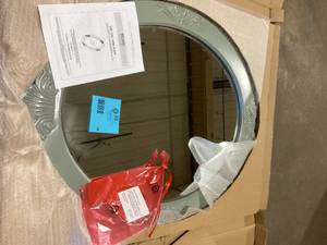 Home Decorators Collection Winslow 30 in. W x 38 in. H Oval Wood Framed Wall Bathroom Vanity Mirror in Antique Gray  Customer Returns See Pictures