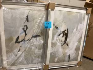 Scribble Veil I by Wexford Homes 2 Pieces Framed Abstract Paper Art Print 30.5 in. x 42.5 in. . .  Customer Returns See Pictures