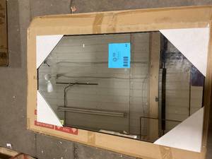 Litton Lane 32 in. x 18 in. Rectangle Framed Black Wall Mirror with Thin Minimalistic Frame  Customer Returns See Pictures