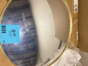 Home Decorators Collection Round Convex Mirror in Gold (24 in. D) Customer Returns See Pictures