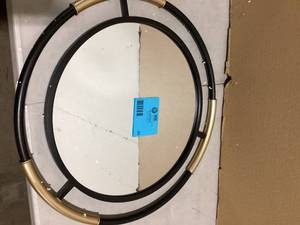 StyleWell Medium Round Black and Gold Modern Accent Mirror   Customer Returns See Pictures
