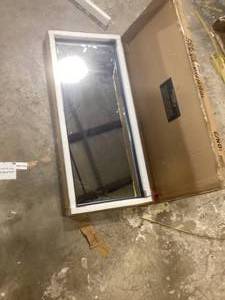 Timeless Home 14 in. W x 36 in. H Midcentury Modern Metal Framed Rectangle Blue Mirror    Customer Returns See Pictures