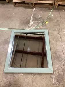 Home Decorators Collection Windlowe 28 in. W x 32 in. H Rectangular Wood Framed Wall Bathroom Vanity Mirror in Sea Green finish   Customer Returns See Pictures