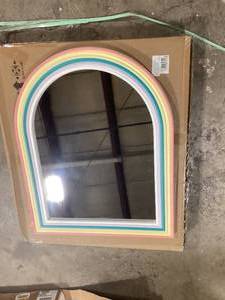 StyleWell Kids Medium Arched Wood Framed Rainbow Mirror (24 in. W x 30 in. H)  Customer Returns See Pictures