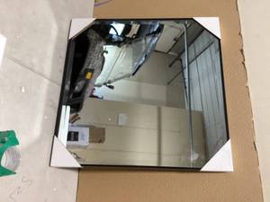 Rhodes 28 in. x 28 in. Classic Square Framed Black Wall Accent Mirror by Kate and Laurel  Customer Returns See Pictures