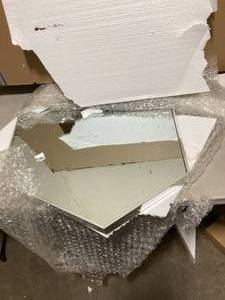 Medium Novelty Silver Beveled Glass Contemporary Mirror (31 in. H x 22 in. W) by Kate and Laurel   Customer Returns See Pictures