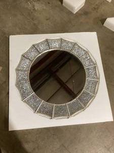 Home Decorators Collection Medium Round Silver Antiqued Glam Mirror (32 in. Diameter)   Customer Returns See Pictures