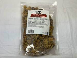 SSS. 2x 2lbs Snak Club Glazed Walnuts Halves & Pieces