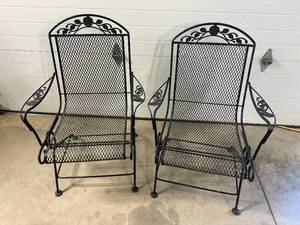 2 Wrought Iron Metal Rocking Patio Chairs