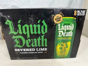 New Case of 8 Tall Cans of Liquid Death Flavored Sparkling Water