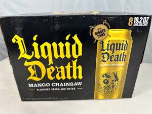 New Case of 8 Tall Cans of Liquid Death Flavored Sparkling Water