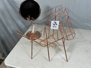 New Rose Gold Wine Rack, Magnifying Mirror, Mug Rack