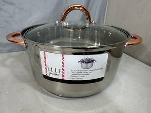 New Rose Gold Stainless Steel 5 Qt Pot with Glass Lid